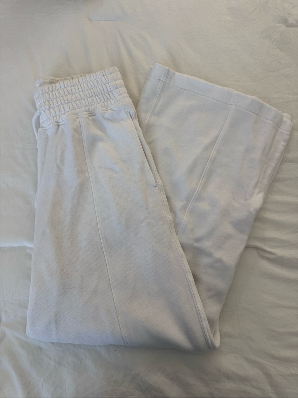 White Drawstring Waist Sweatpants